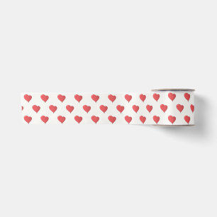 Ruban En Satin Valentine Red Heart Motif