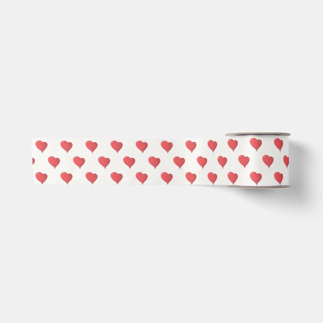 Ruban En Satin Valentine Red Heart Motif (Devant)