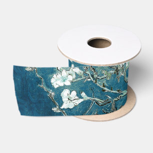 Ruban En Satin Van Gogh Almond Blossoms Dark Turquoise