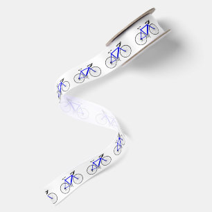 Ruban En Satin Vélos bleus sur fond blanc