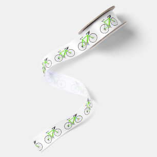 Ruban En Satin Vélos vert néon sur fond blanc