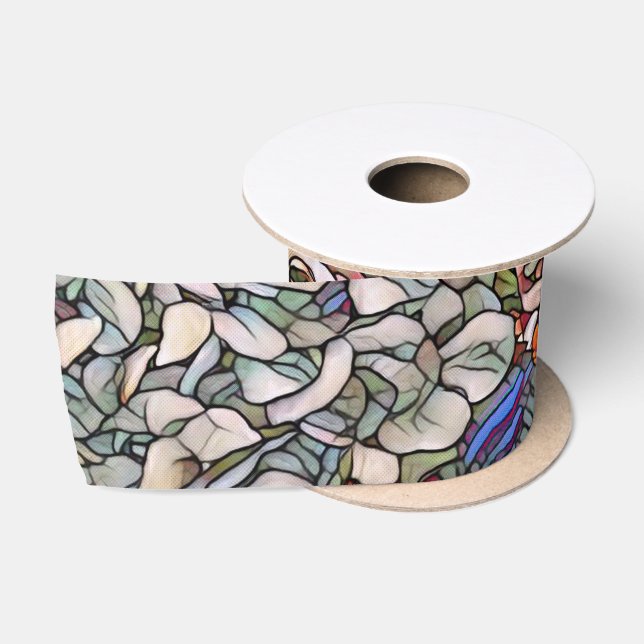 Ruban En Satin Verre verni Botanique Floral (Bobine)