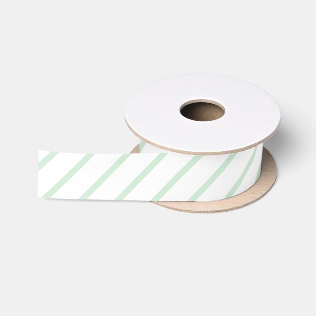Ruban En Satin Vert Blanc Pastel Stripes Satin Ribbon (Bobine)