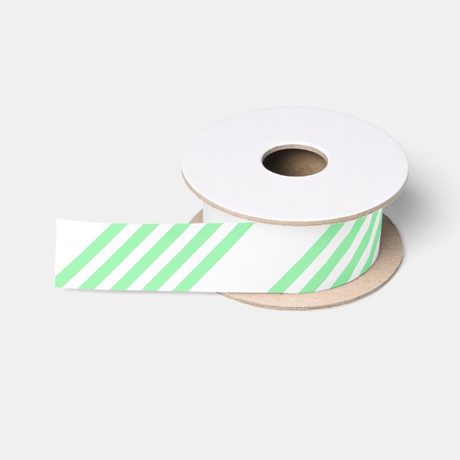 Ruban En Satin Vert et blanc cinq bandes motif (Bobine)