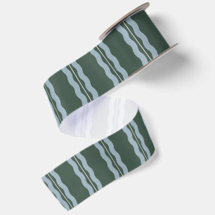 Ruban En Satin Vert et bleu clair rayure amusant Noël