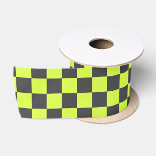 Ruban En Satin Vert et gris À damiers Motif
