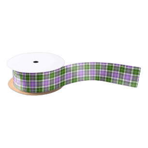 Ruban En Satin Vert, lavande, et plaid blanc