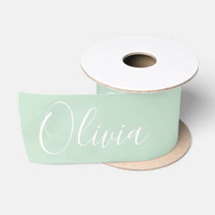 Ruban En Satin Vert Menthe Personnalisé Élégant Nom Satin
