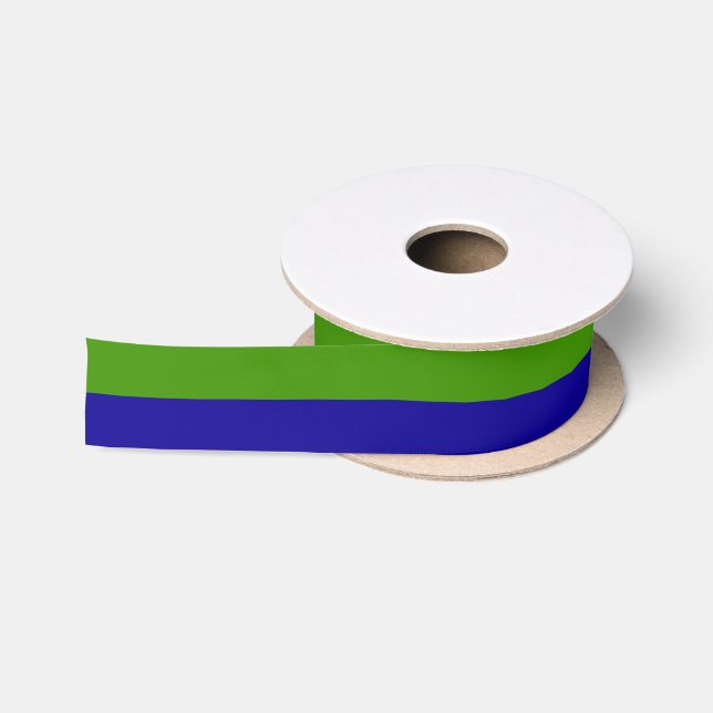 Ruban En Satin Vert printemps et bleu foncé personnalisés (Bobine)