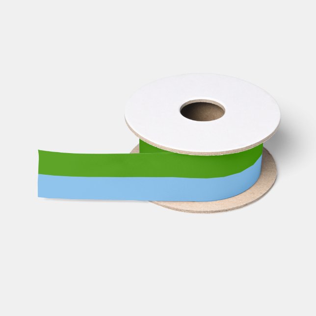 Ruban En Satin Vert printemps et bleu pastel (Bobine)