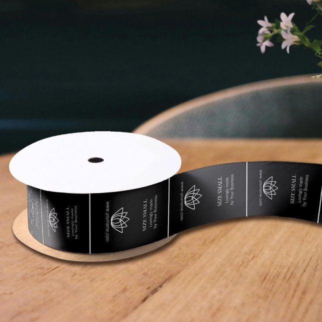 Ruban En Satin vêtement personnalisé produit étiquette noir (Créateur téléchargé)