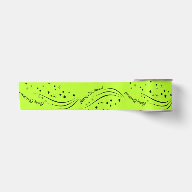 Ruban En Satin Vibrant Chaux Stations Merry Cristmas Satin Ruban (Devant)