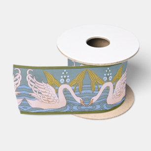 Ruban En Satin Vintage Art Nouveau Swan Motif