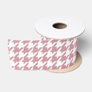 Ruban En Satin Vintage Retro Houndstooth Motif rose
