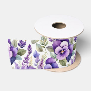 Ruban En Satin Violettes Aquarelle Violettes Floral Élégant