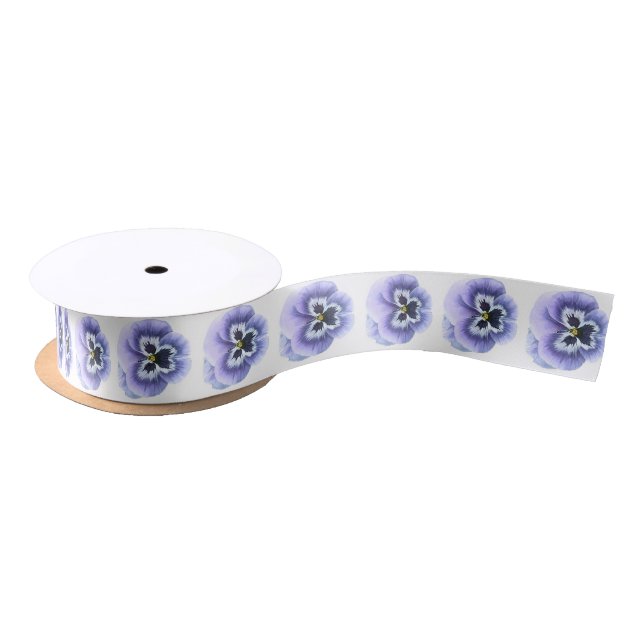 Ruban En Satin Visage de Pansy pourpre (Bobine)