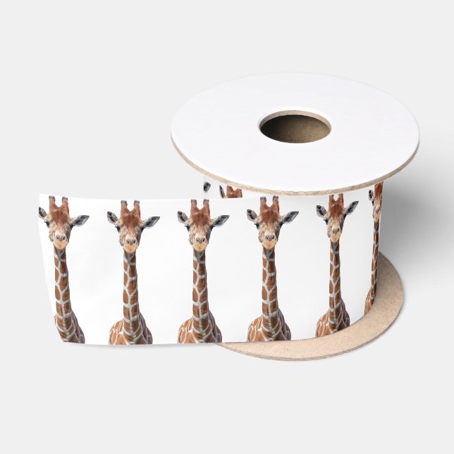 Ruban En Satin Visage mignon de girafe (Bobine)