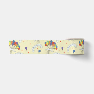Ruban En Satin Vœux d'anniversaire - Jaune pastel