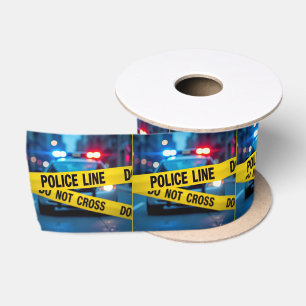 Ruban En Satin Voiture De Police Avec Bande Jaune