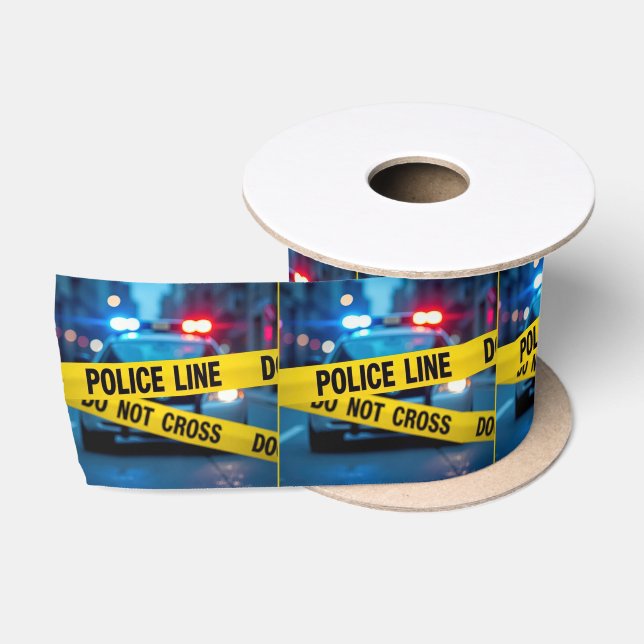 Ruban En Satin Voiture De Police Avec Bande Jaune (Bobine)