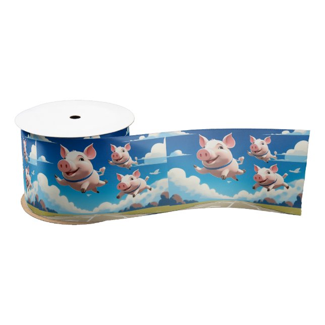 Ruban En Satin When Pigs Fly Funny Winged Pigs (Bobine)