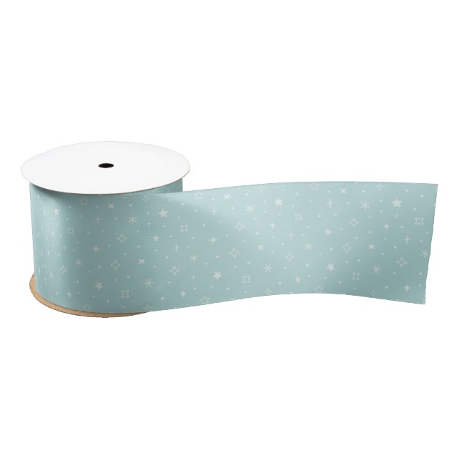 Ruban En Satin Whimsical Snowflakes in Aqua Blue Pattern (Bobine)
