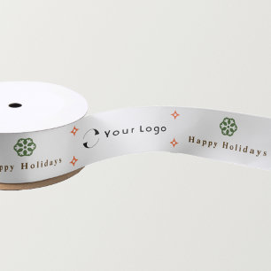 Ruban En Satin White Modern Christmas Business Logo Company Small