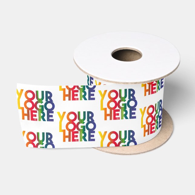 Ruban En Satin White Simple Business Logo Festive de Noël (Bobine)