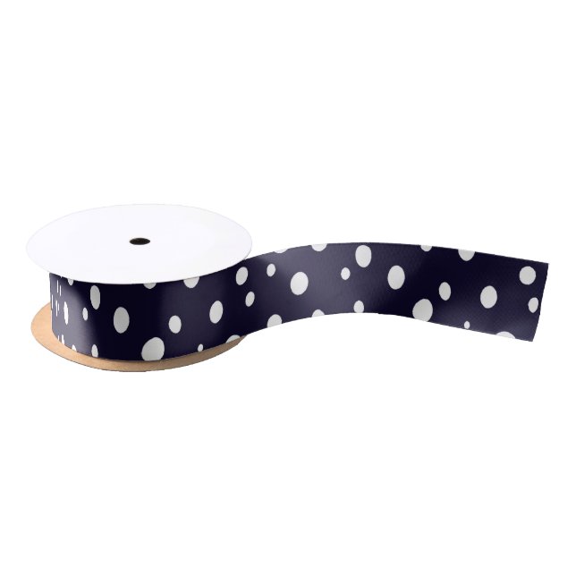 Ruban En Satin White Snow Dot Pattern Satin (Bobine)