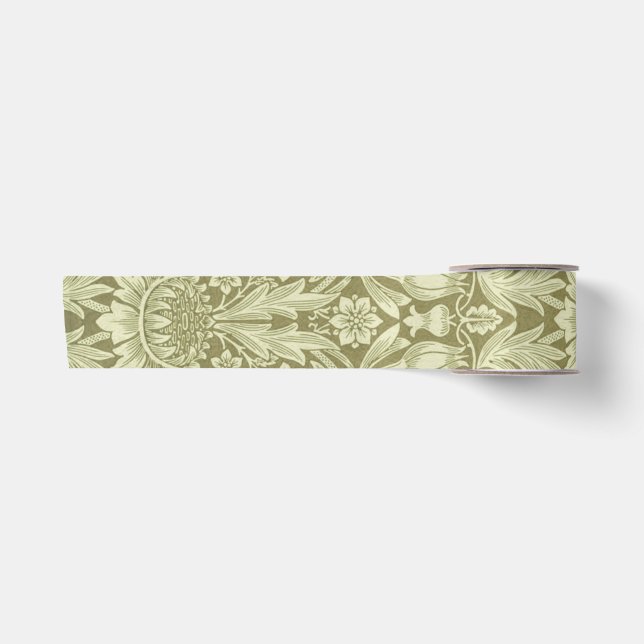 Ruban En Satin William Morris Fleur verte tournesol (Devant)