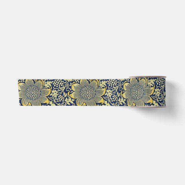 Ruban En Satin William Morris Kennet Fond d'écran Floral Bleu (Devant)