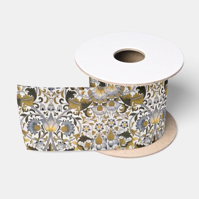 Ruban En Satin William Morris Lodden Fleur florale (Bobine)