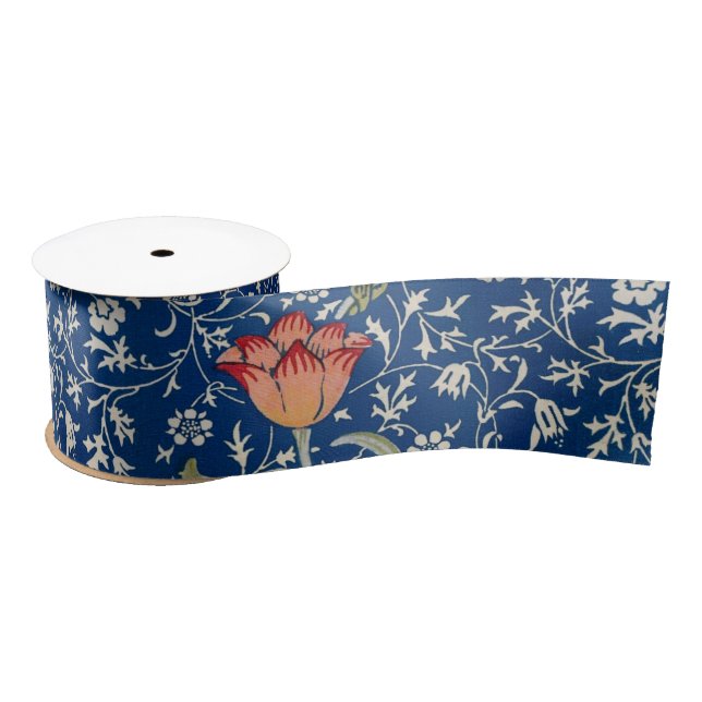 Ruban En Satin William Morris Medway Floral bleu (Bobine)