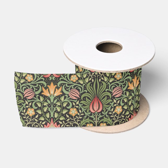 Ruban En Satin William Morris Persian Floral Antique (Bobine)
