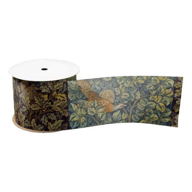 Ruban En Satin William Morris - Pheasant Bird Tree Botanical (Bobine)
