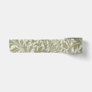Ruban En Satin William Morris Thistle Sage Green Motif