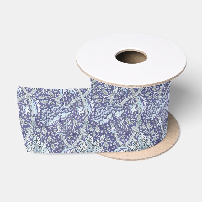 Ruban En Satin William Morris Windrush fleurs bleues (Bobine)