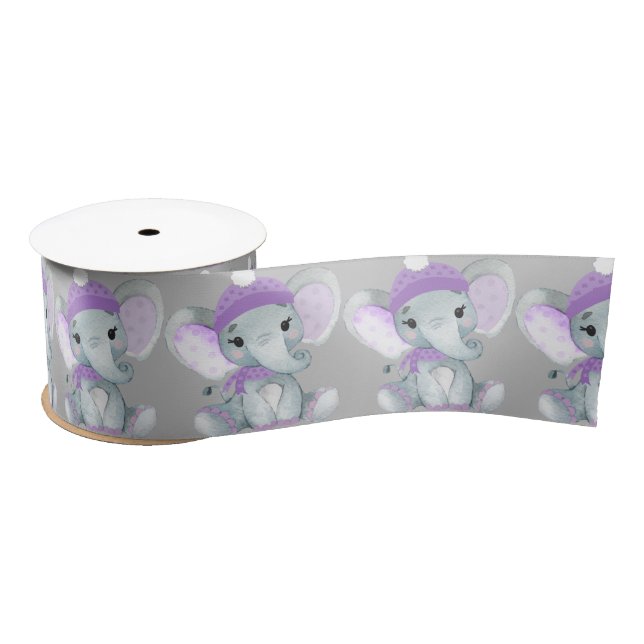 Ruban En Satin Winter Elephant violet fille Satin Ribbon Stool Bo (Bobine)
