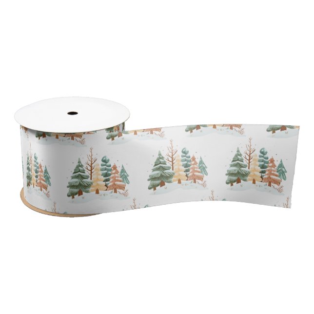 Ruban En Satin Winter Tree background (Bobine)