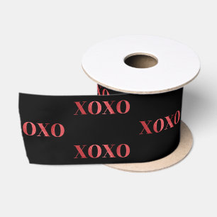 Ruban En Satin XOXO Saint-Valentin Chic noir rouge paillettes