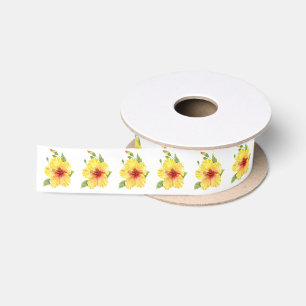 Ruban En Satin Yellow Hibiscus Botanical