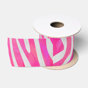 Ruban En Satin Zebra Hot Pink et White Print