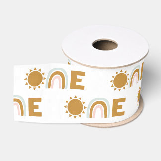 Ruban Gros-grain 1er anniversaire soleil et arc-en-ciel