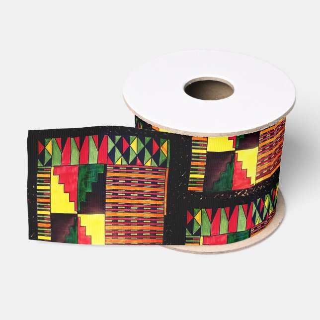 Ruban Gros-grain Abstrait De Belles Couleurs D'Afrique (Bobine)