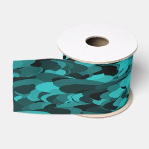 Ruban Gros-grain Abstrait Motif Turquoise Noir