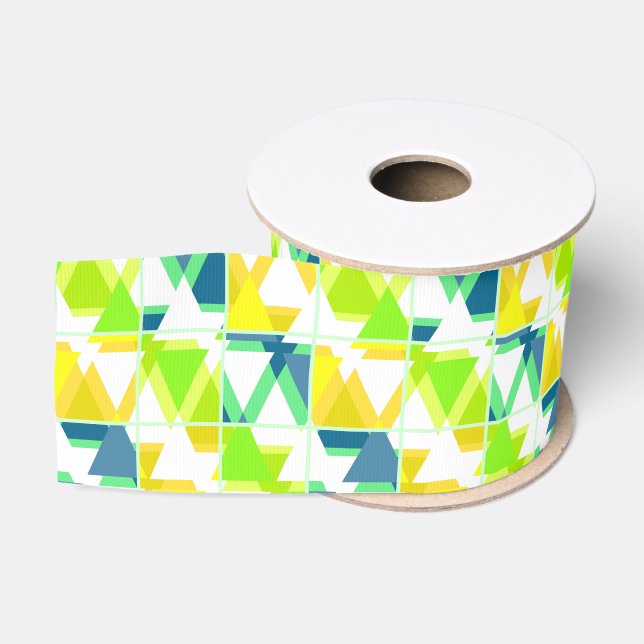 Ruban Gros-grain Abstrait vert jaune (Bobine)
