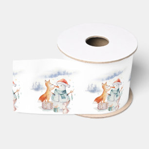 Ruban Gros-grain adorable Noël Snowman & Fox