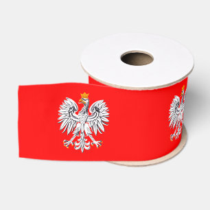 Ruban Gros-grain Aigle polonais, ruban de style Drapeau rouge polon