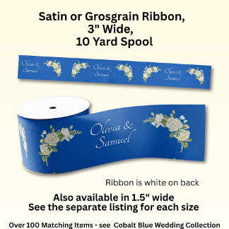 Ruban Gros-grain Ajouter des noms, 3 pouces large Cobalt bleu Roses
