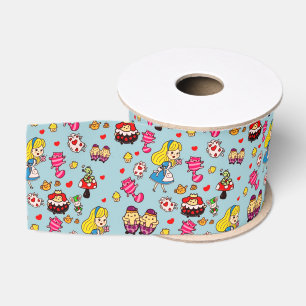 Ruban Gros-grain Alice Wonderland Mad Hatter Cat Doodle